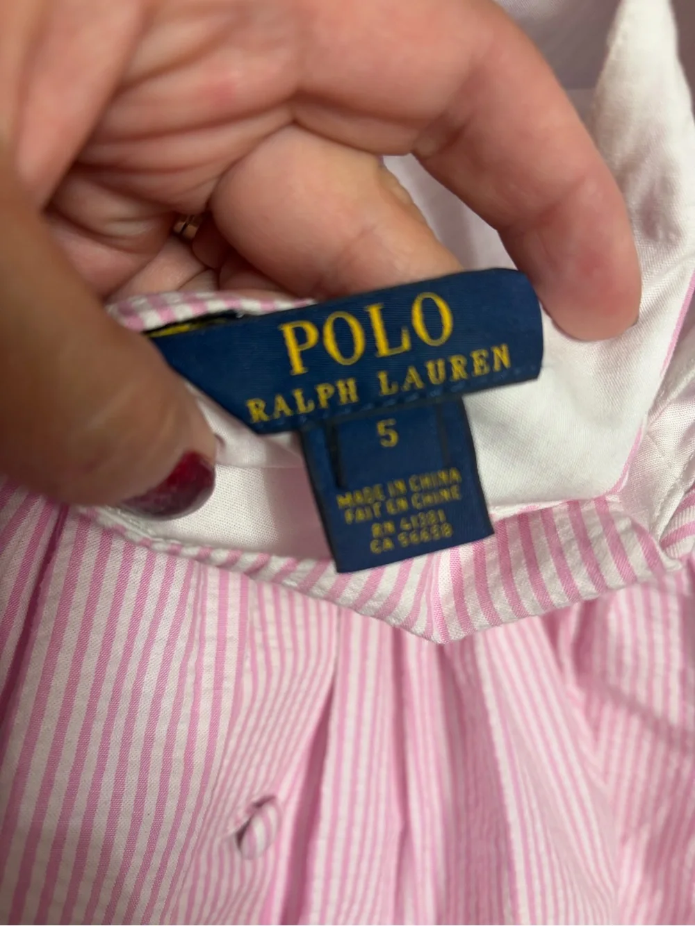 Ralph Lauren Pink and White Striped Sleeveless Lace Waist Dress